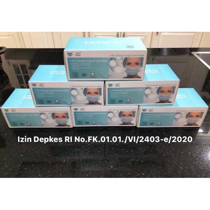 masker medis bedah 3 ply 3ply Higenis Steril Surgical mask Earloop  1 box isi 50 warna Sensi - M0002