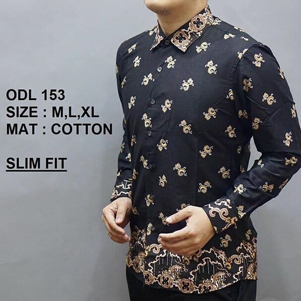 ODL153 KEMEJA BATIK PRIA SLIM FIT MEWAH UNIK BAJU BATIK PRIA BEST SELLER