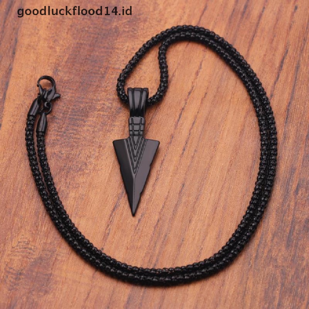 [OOID] Men's  Black Long Necklace with Arrow Pendant Jewelry Chain Hip Hop Punk Rock ID