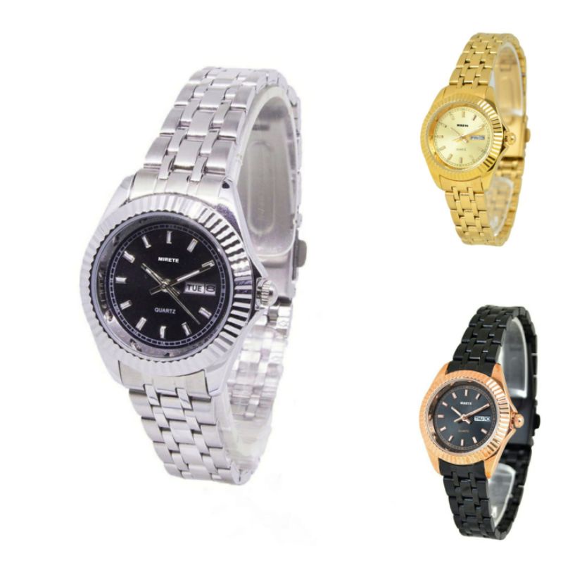 Jam Tangan Cewek Water Resistant Mirete jam tangan KASUAL wanita Tahan Air,  JAM Tangan Cewek Fitur Tanggal Hari Jam Tangan cewek import Free batrai