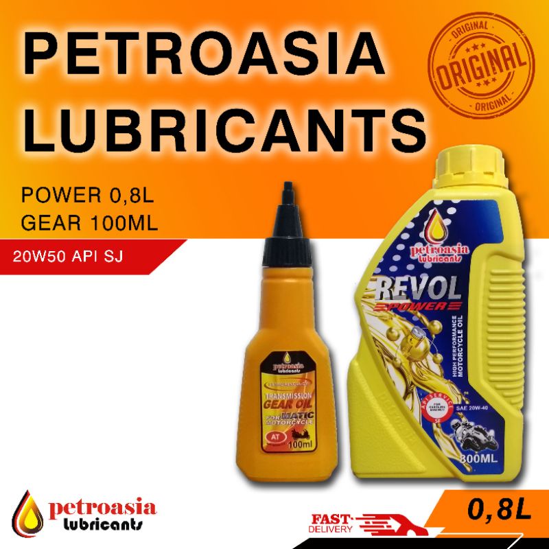 Petroasia Paket Hemat, Revol Power 20w40 0,8L + Gear matic 100ML, SNI