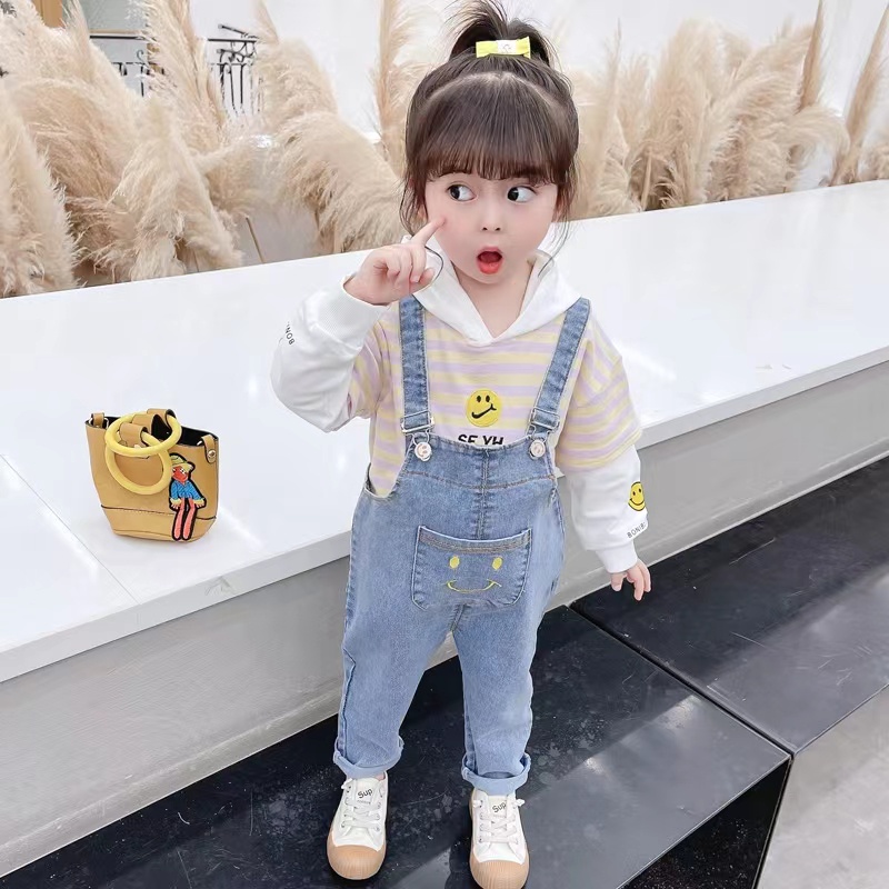 Setelan Overall Anak Perempuan Uisa 2-5th Jeans Premium/Setelan baju  premium