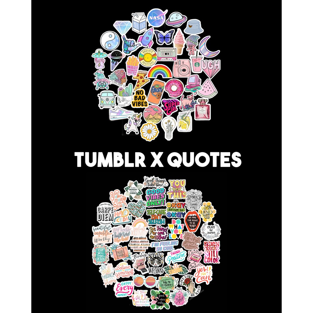 

40Pcs STICKER TUMBLR X QUOTES Stiker Cute Waterproof