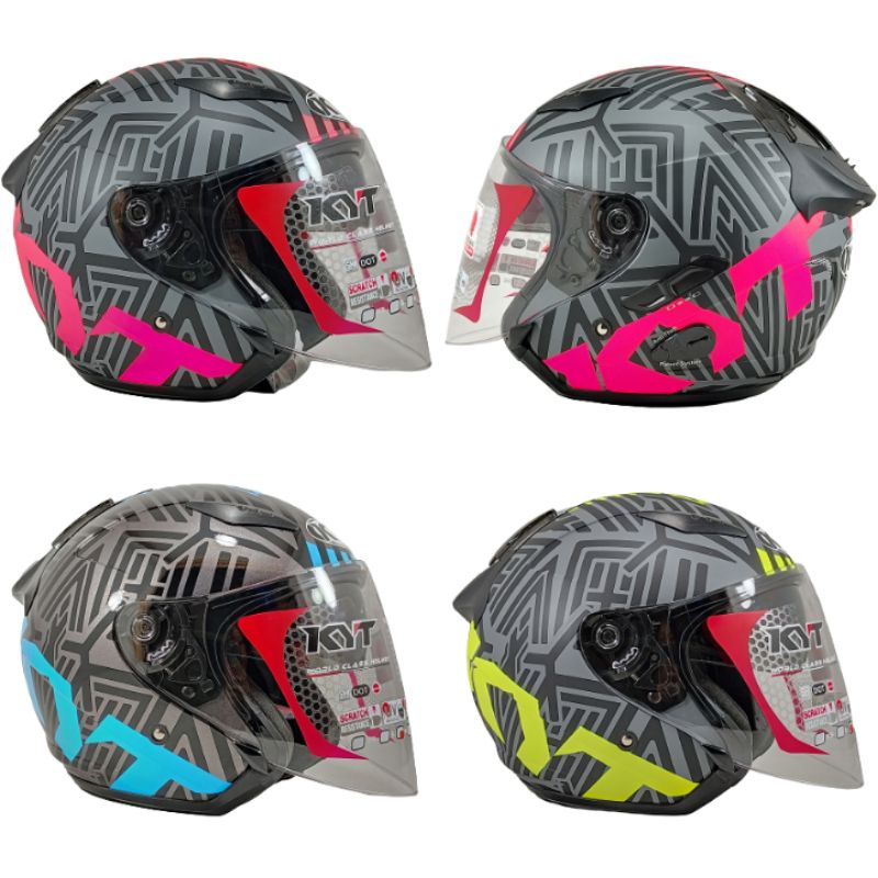 KYT GALAXY FLAT R NEON DOUBLE VISOR