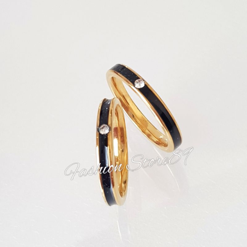 Impor Cincin Nikah Kawin Halal Titanium Gold Silver Permata Tanam Less Gold Silver Impor Cincin Elegant Antikarat Titanium