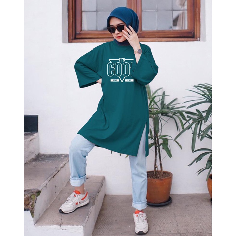 KAOS OVERSIZE TOP HIJAB WANITA BASIC COOL / OVERSIZE SLIT BLOUSE