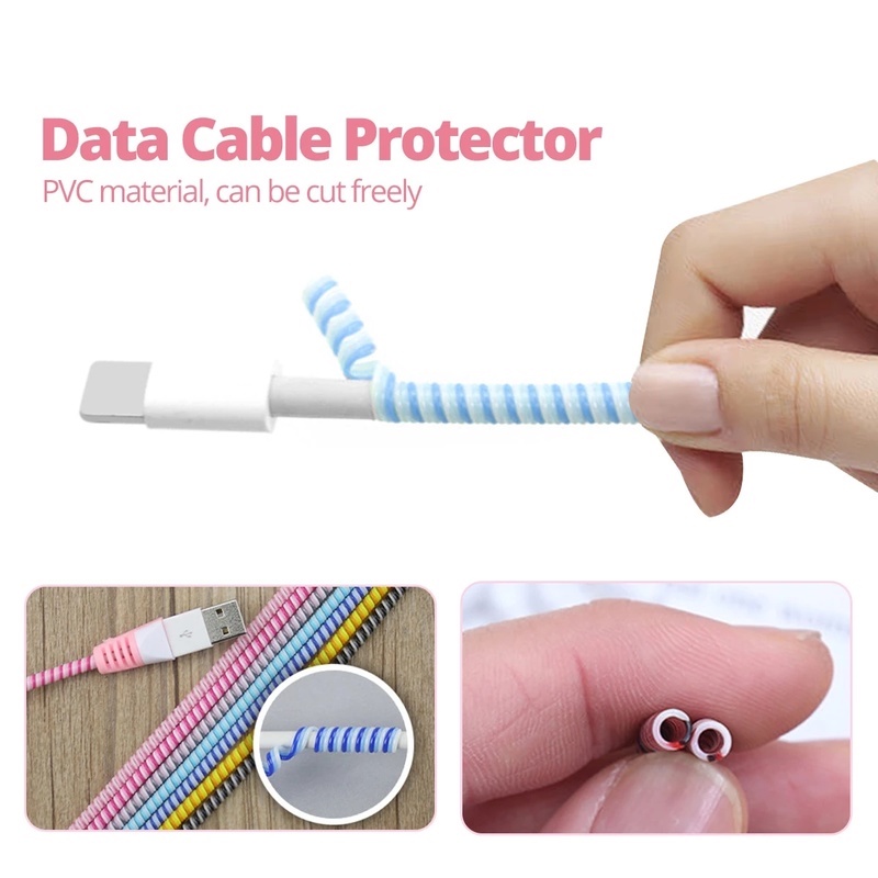 1.2M Colorful Phone Wire Cord Rope Plastic Protector Bobbin Winder/ USB Charging Cable Data Line Earphone Cover Spring Sleeve Twine