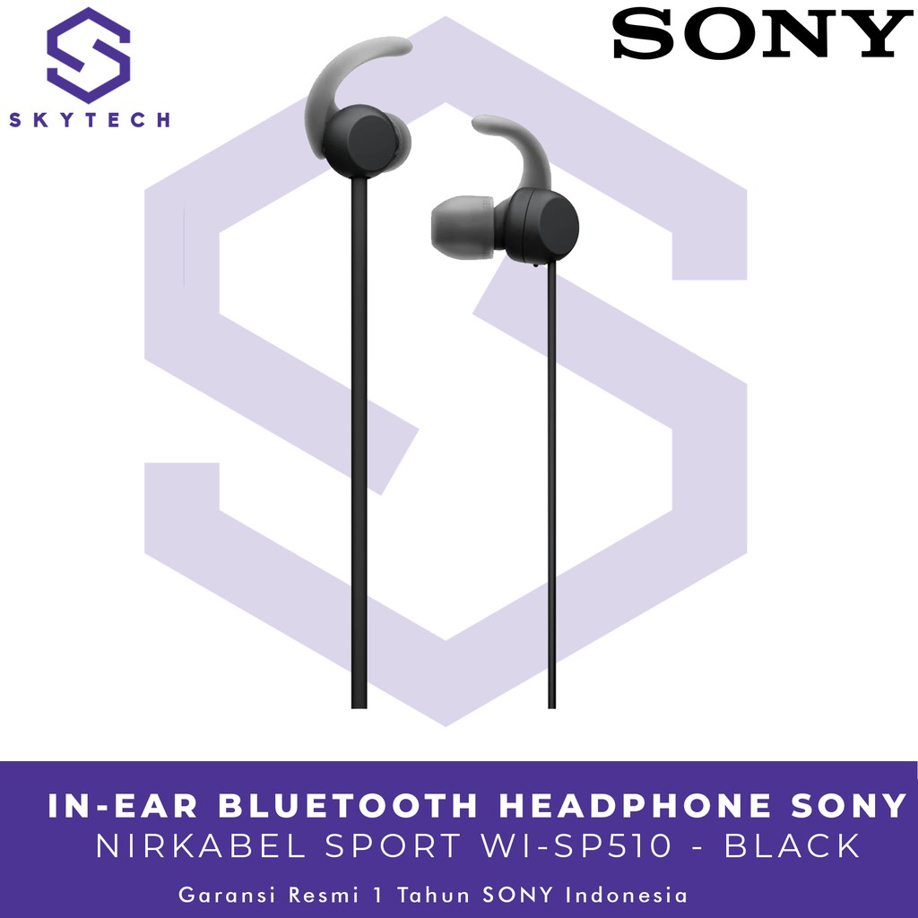 EARPHONE BLUETOOTH SONY WI SP510 BLACK ORIGINAL GARANSI RESMI