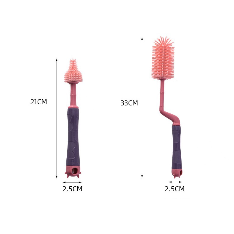 Sangat Nyaman Sikat Botol Silikon Set 3in1 Dot Susu Bayi Premium Bottle Brush Food Grade Silicone / Pembersih botol silikon 3 in 1 sikat