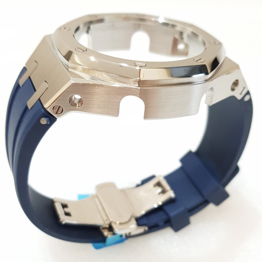 GSHOCK GA2100 CASE GEN 3RD NAVY STRAP BEZEL SILVER PREMIUM CASIO OAK