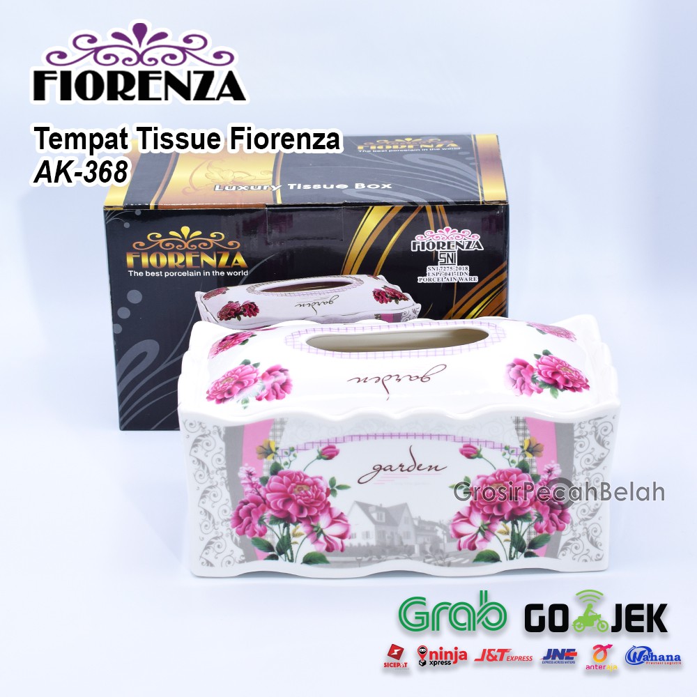 HJK Tempat Tisu Tissue Keramik Motif Bunga Fiorenza AK-368