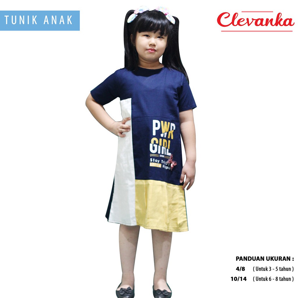 CLEVANKA Tunik  Anak  Dress Anak  Baju  Pakaian Anak  