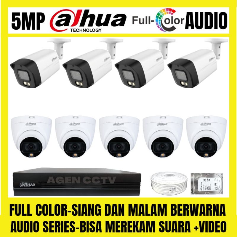 PAKET CCTV DAHUA FULL COLOR 5MP 16 CHANNEL 9 KAMERA AUDIO SERIES COLORVU