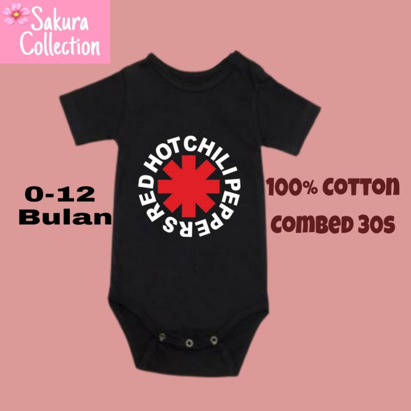 Kaos baju bayi band RED HOT CHILI PEPPERS Jumper baby kids logo MUSIK music tee tulisan usia 0 1 2 3 4 5 6 7 8 9 10 11 12 bulan sampai umur 1 tahun adem jumpsuit babysuit romper bodysuit fashion little kids anak kecil BEST SELLER pria wanita unisex MURAH