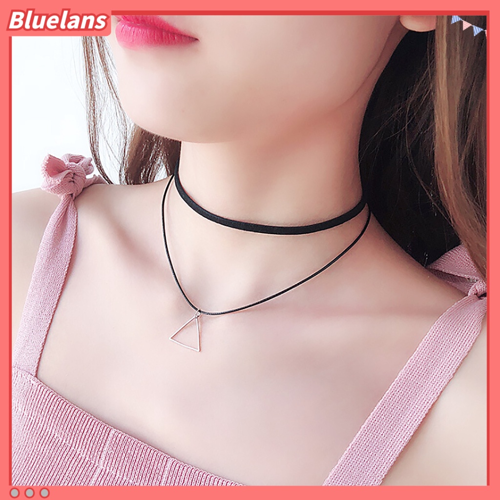 Bluelans Kalung Choker Bahan Lace Velvet Motif Bunga Gaya Vintage Untuk Wanita