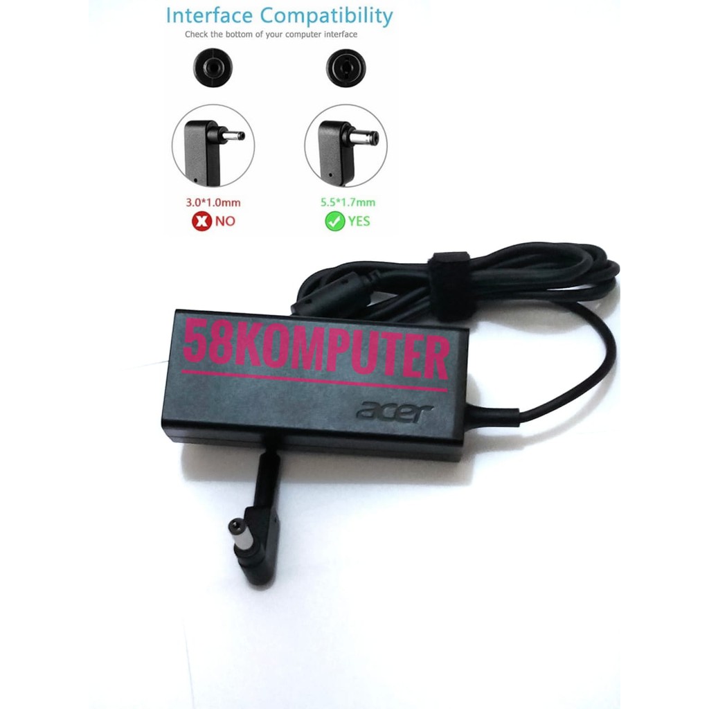 19V 2.37A 30 AC Adapter Charger Laptop Acer Aspire 1 A114-31 A114-32 3 A315-51 A315-52 A315-53 5 A515-41 A515-51