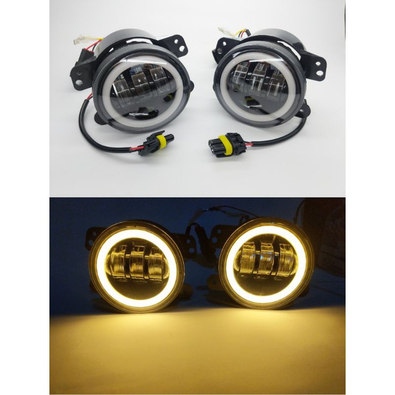 2pcs/sepasang LAMPU TEMBAK FOGLAMP JEEPRUBICON 3 LENSA LAMPU DAYMAKER MINI UK 4 INCH