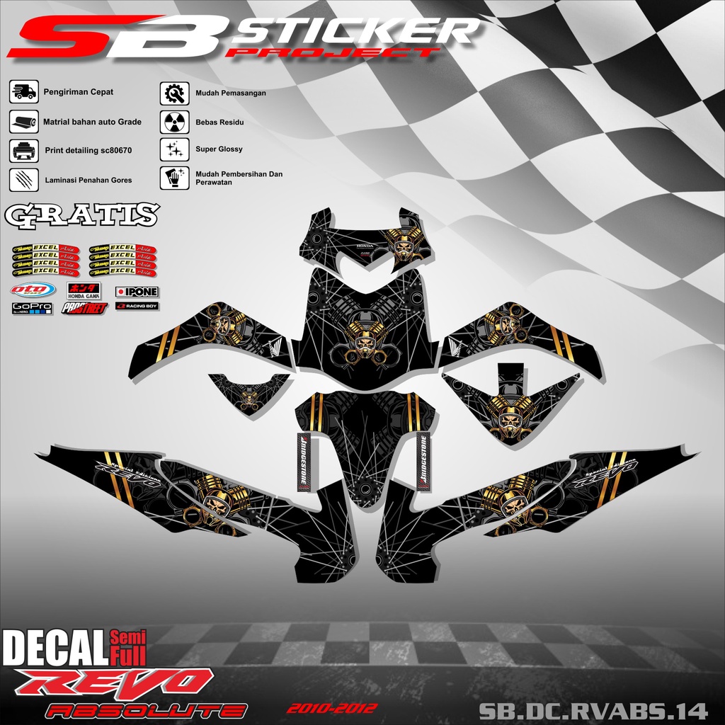 DECAL FULL BODY REVO ABSOLUTE- DECAL STICKER FULL BLOCK HONDA REVO ABSOLUTE 2010-2012 SUPERMOTO