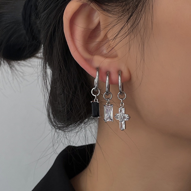 Cross Zircon Earrings Accessories Personality Hip Hop Trend