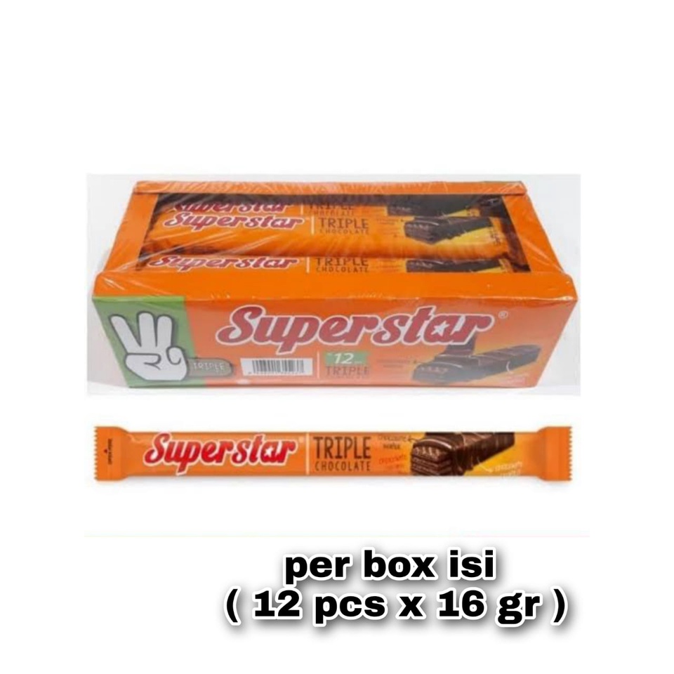 

superstar wafer triple chocolate isi ( 12 x 16 gr ) per box