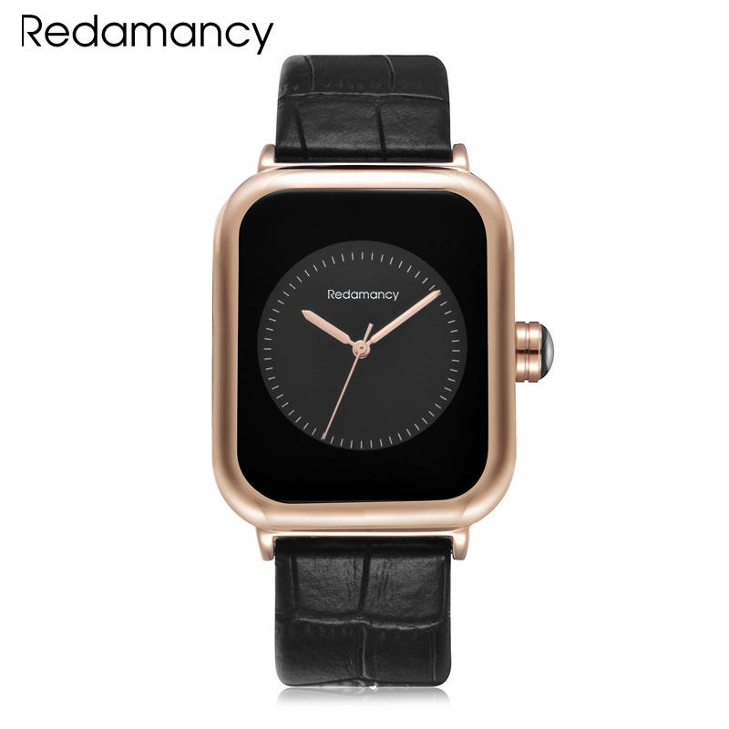 Redamancy Jam Tangan Wanita Original Mode Bisnis Display Kuarsa Jam Wanita Tali Jala Tahan Air Jam Tangan Cewek Jam RoseBlack-sabuk baja-AllBlack-Leather