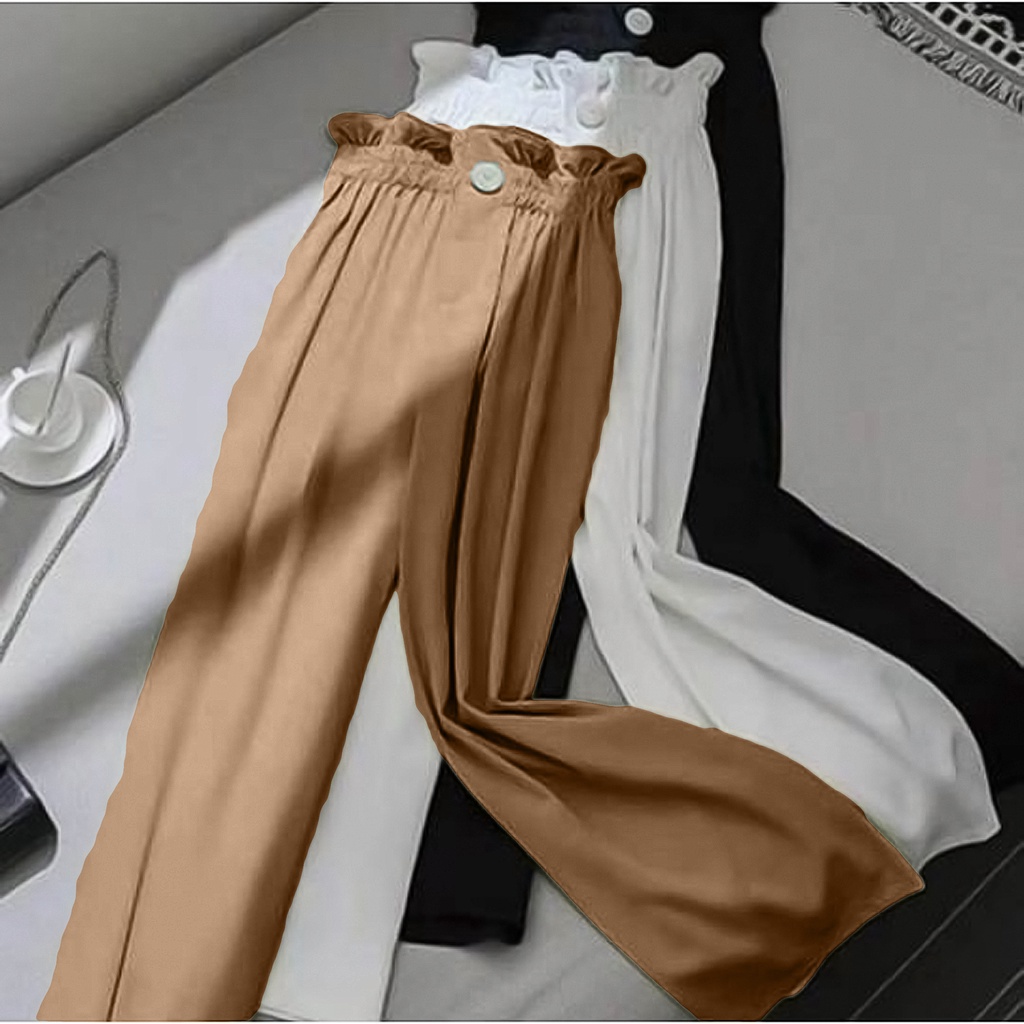 CELANA WANITA KULOT KERUT SUSUN KANCING DEPAN