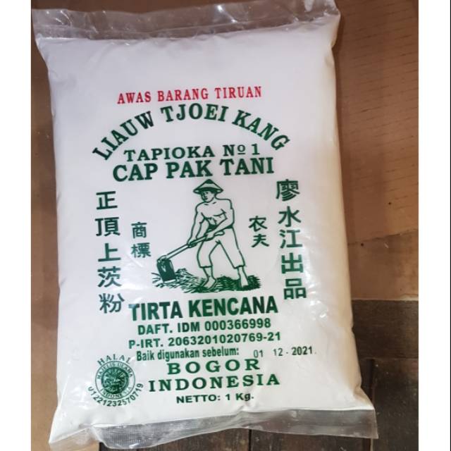 

Tepung Tapioka cap Pak Tani 1kg Liauw Tjoei Kang