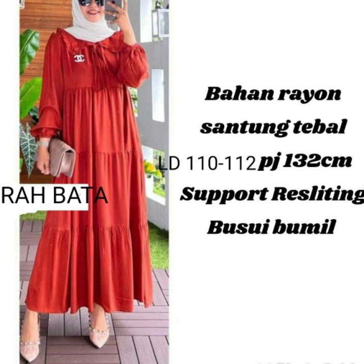 Tidak Diragukan.. Dres Midi wanita terbaru 2021 Dres midi rayon  polos  Dres MIDI terbaru  Dres midi