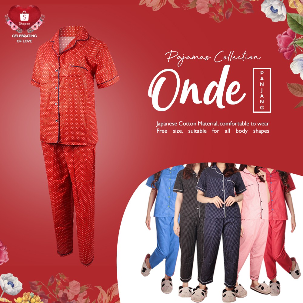 CP PIYAMA OKE CELANA PANJANG ONDE POLKADOT MERAH HITAM CP PIYAMA OKE CELANA PANJANG ONDE POLKADOT MERAH HITAM