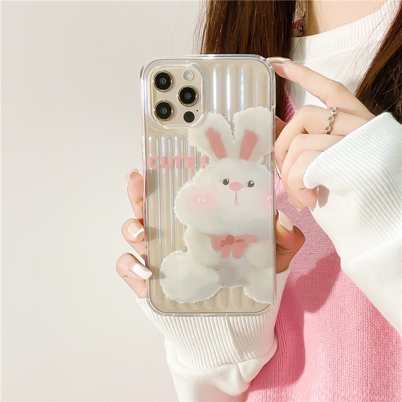 Hologram Bunny Softcase Cute Lucu for iphone 7/8+ XS XS Max XR 11 Pro Max 12 Pro Max