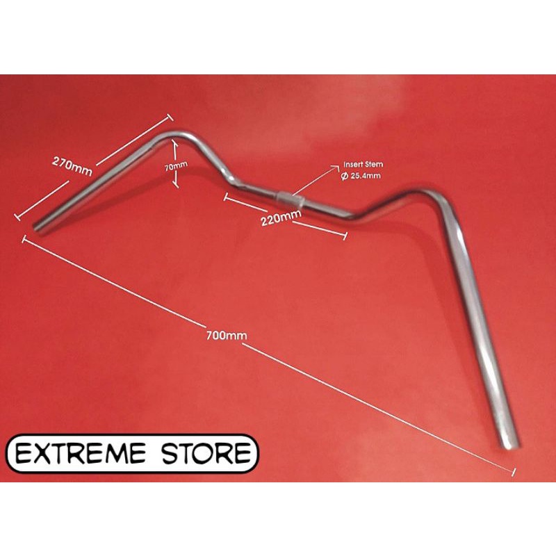 Handle Bar Stang Kumis Custom / Stang London Taxi / Federal / City Bike Crome Panjang 70 cm