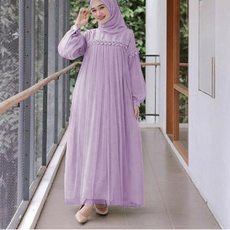 MAXI NURAINI ZOYA DRESS GAMIS MOSCREPE KOMBI TILE RENDA MEWAH GAMIS PESTA 6 WARNA