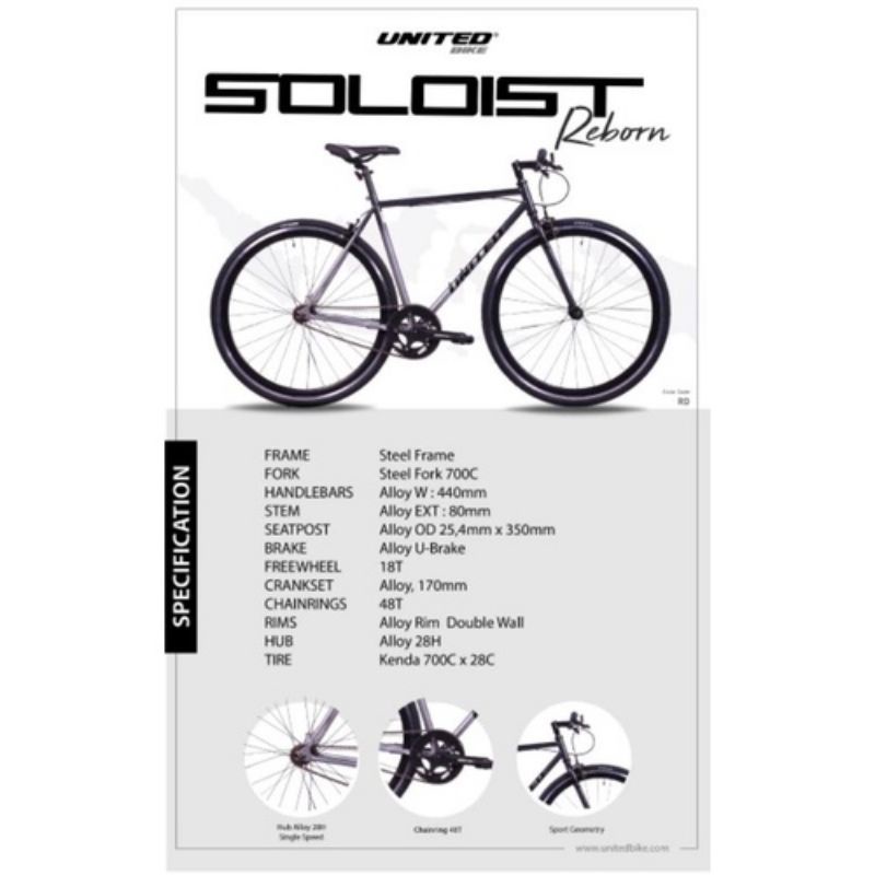 SEPEDA UNITED SOLOIST REBORN 700C NEW 2021 FIXIE HYBRID ROADBIKE GRAVEL BARU MURAH