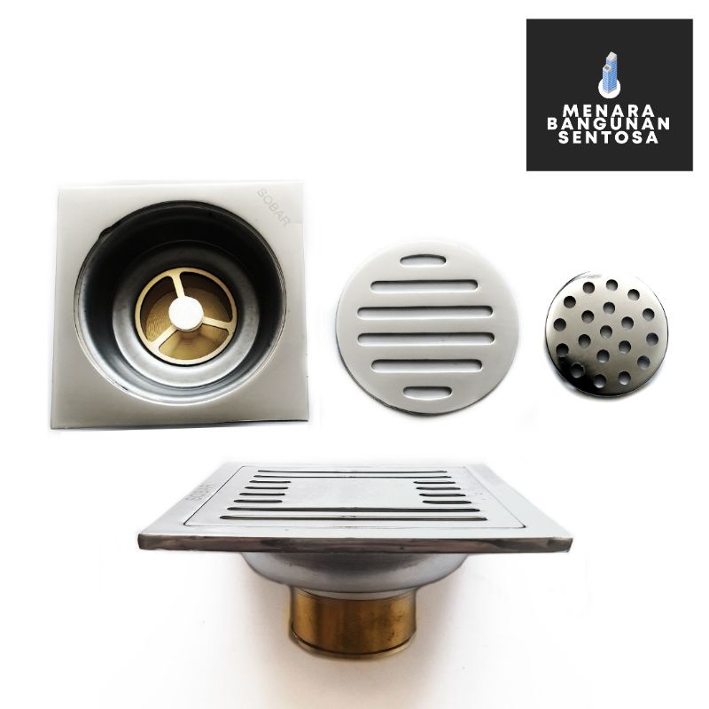 Saringan Got Stainless Sobar 4&quot; 908 Bulat Anti Kecoa &amp; Bau / Floor Drain Klep Kuningan / Avur / Afur