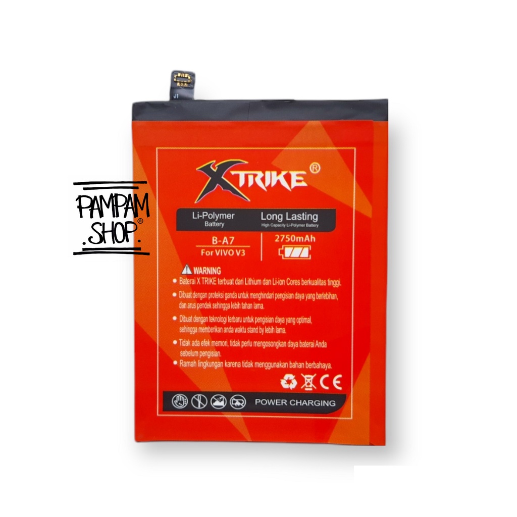 Baterai XTRIKE Double Power Original Vivo V3 B-A7 BA7 Batre Batrai Battery Ori Handphone HP