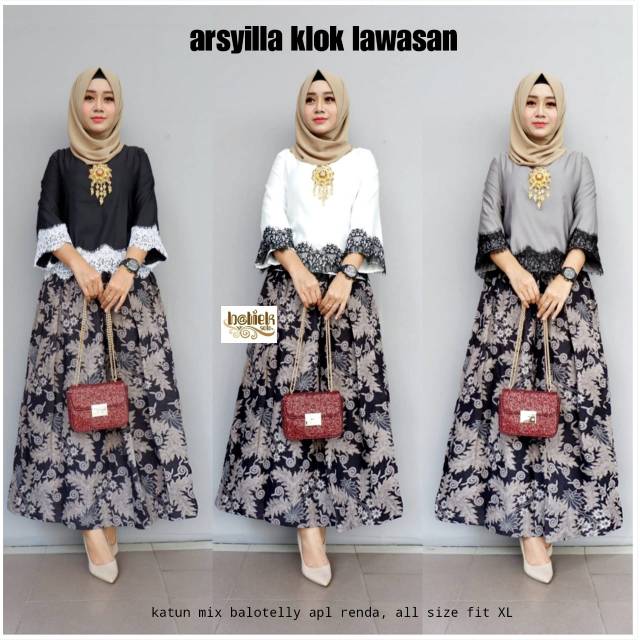 Grosir Batik - Setelan Rok n Blus Batik Arsyilla Klok Lawasan