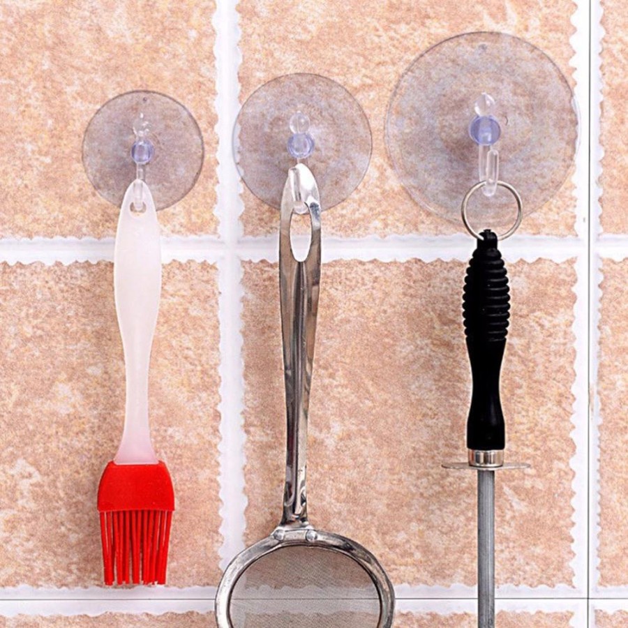 Kop Kaca Gantungan Kait Handuk Tempelan Karet 3cm 4cm 5cm | Cantolan Baju Kain Lap Spons Kunci Tanpa Paku | Cantelan Hook Suction