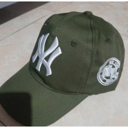 Topi NY New York Topi Baseball Pria Wanita-army