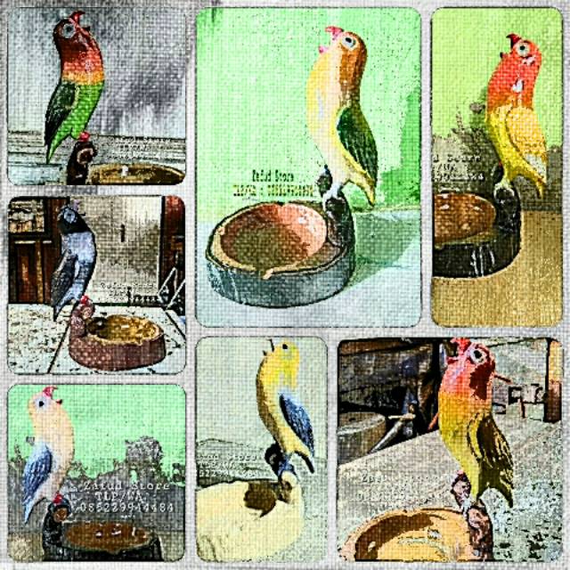 Hiasan rumah, asbak burung Lovebird warna yg begitu menarik.