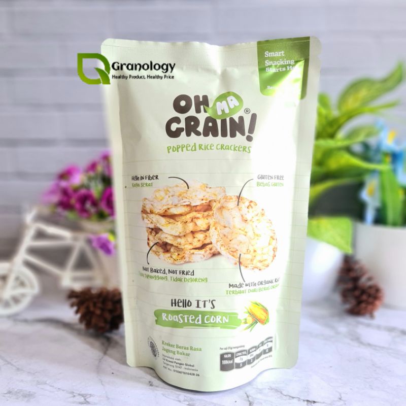 Oh Ma Grain Popped Rice Cracker / Snack Kreker 50 gram - Umami Seaweed