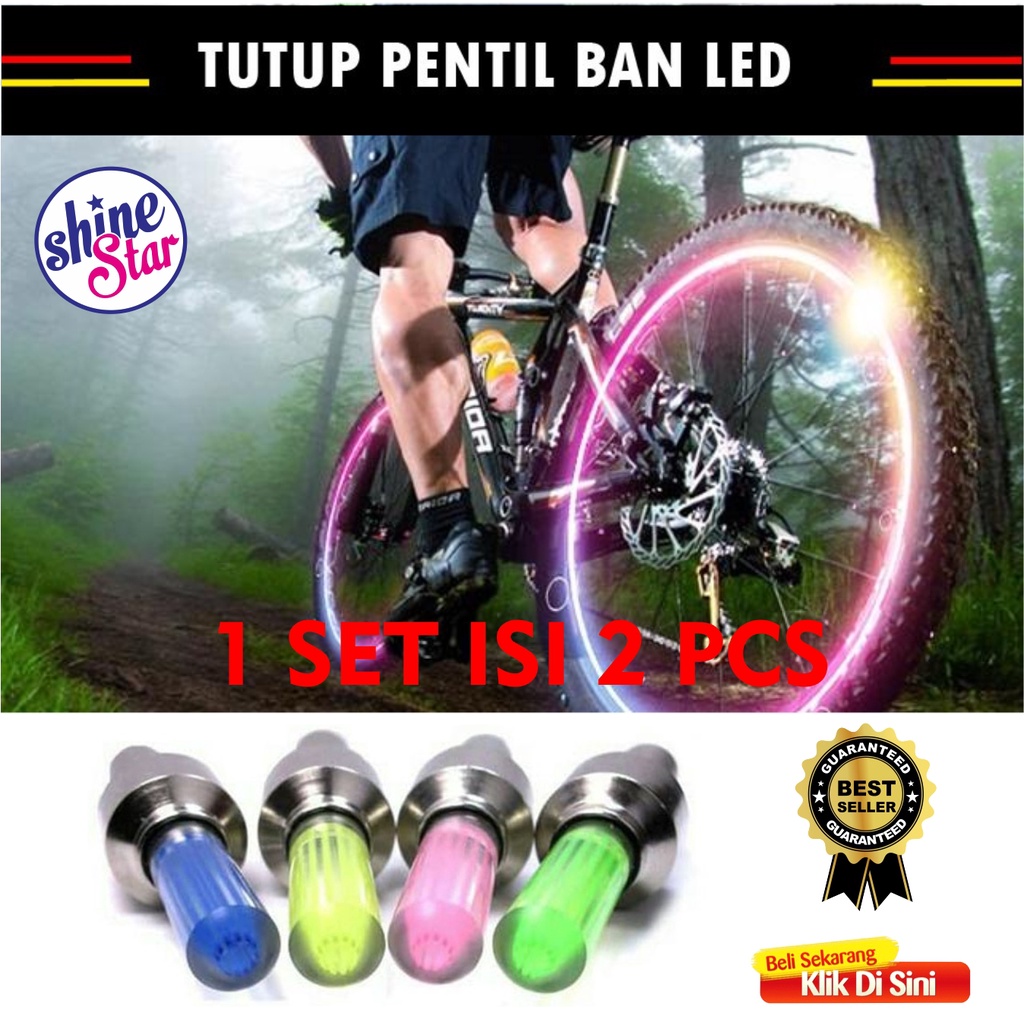 SHINE STAR - BISA COD (1 SET ISI 2 PCS ) Tutup Pentil Ban LED Sensor Gerak / Pentil Ban Motor Mobil Sepeda LED