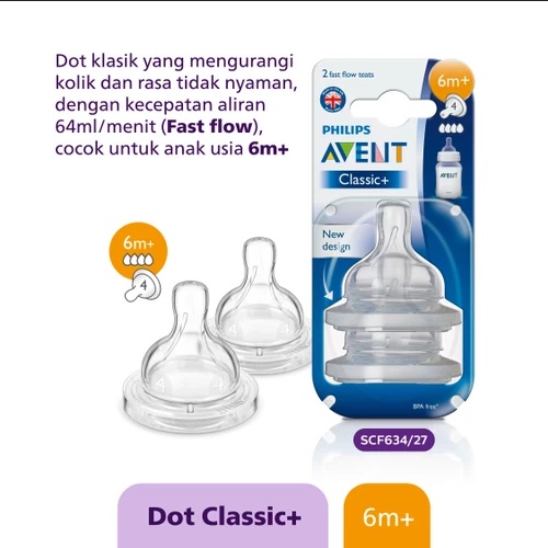 Nipple Avent Wide Neck CLASSIC / dot avent / dot anak 1 pack isi 2 nipple