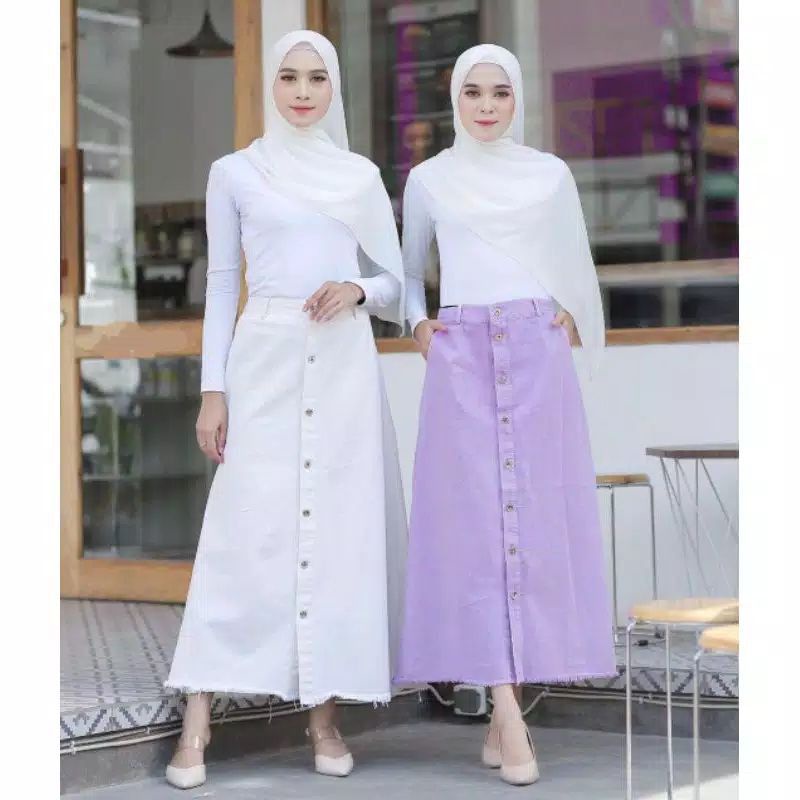 ROK JEANS BUTTON // ROK JEANS PANJANG // ROK KANCING