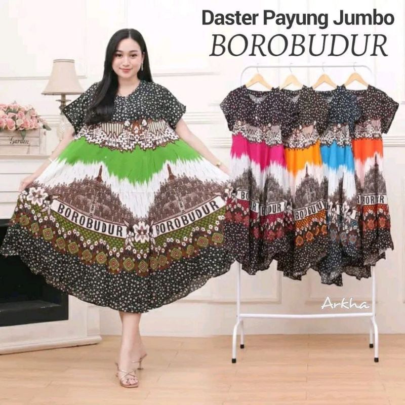 Daster Payung Batik Jumbo Borobudur Baju Tidur wanita lengan pendek bumil ld 120 batik pekalongan