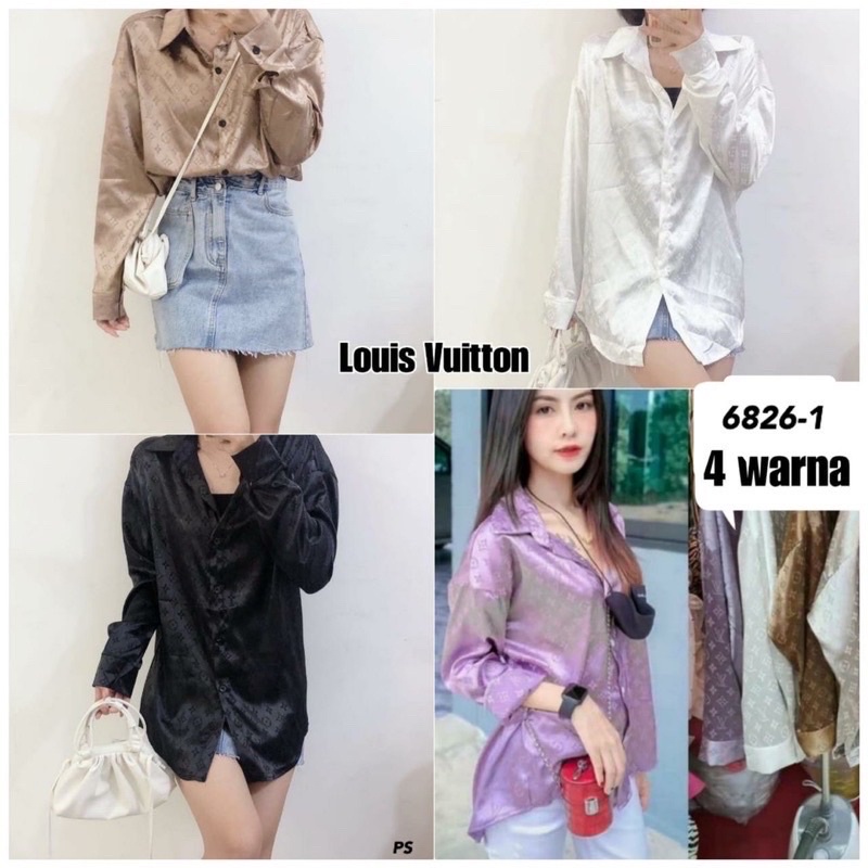 KEMEJA WANITA LV SILKY EMBOS IMPORT FREE TAS-3