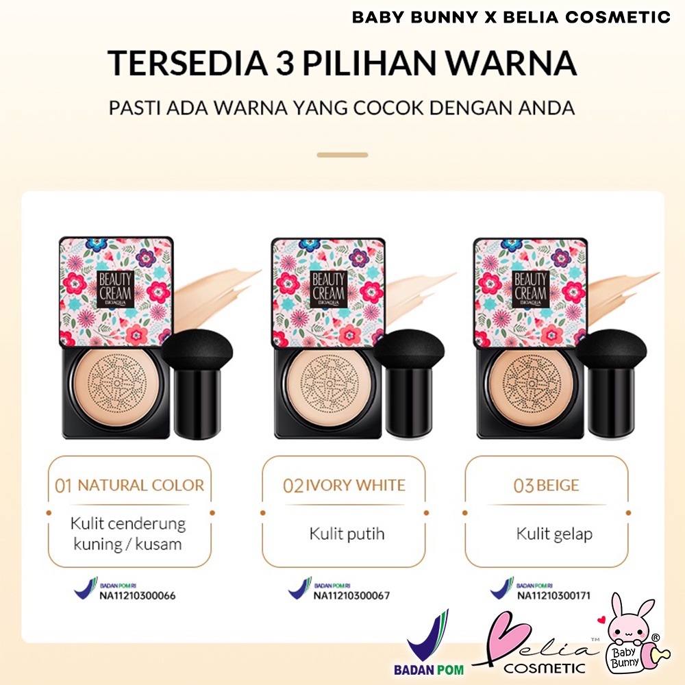 ❤ BELIA ❤ BIOAQUA Beauty Cream Cushion 20g | BB Cushion | Waterproof | Foundation | Make Up | Coverage | Long Lasting | BPOM