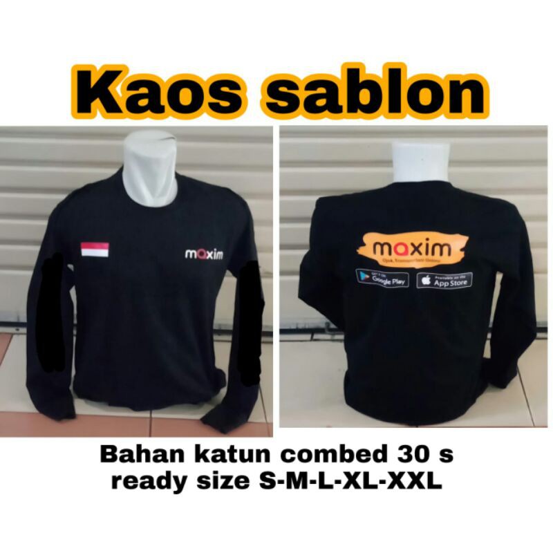 Kaos Hitam lengan panjang sablon DTF ojek online maxim