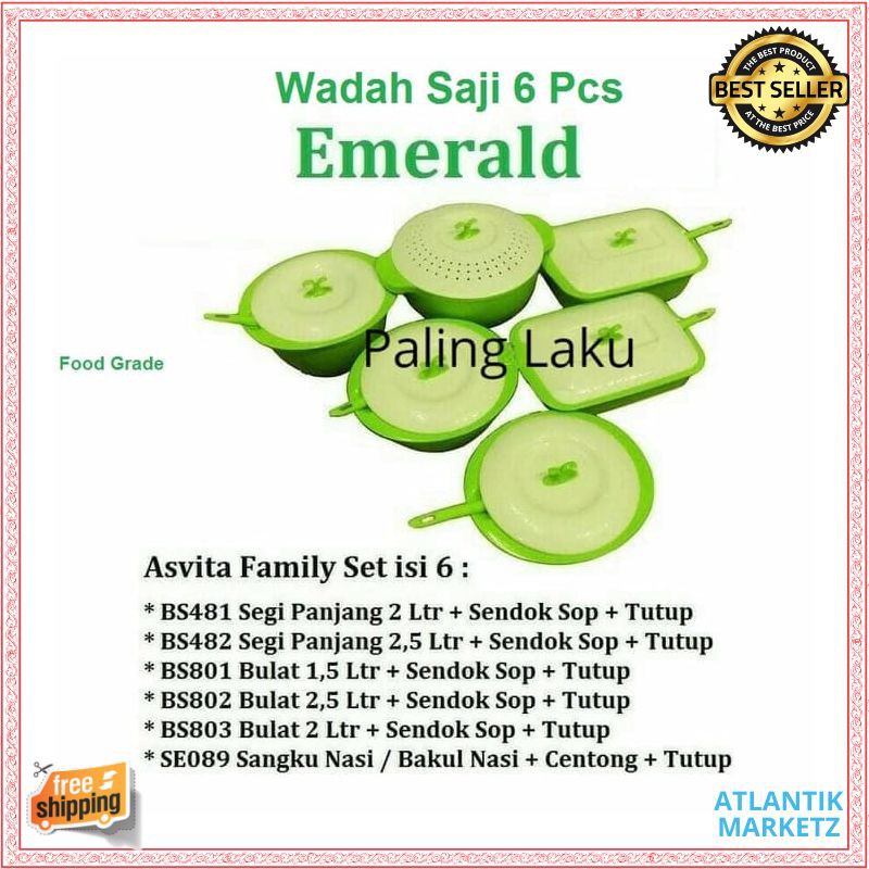Asvita Emerald Family Set Asvita Set wadah saji set