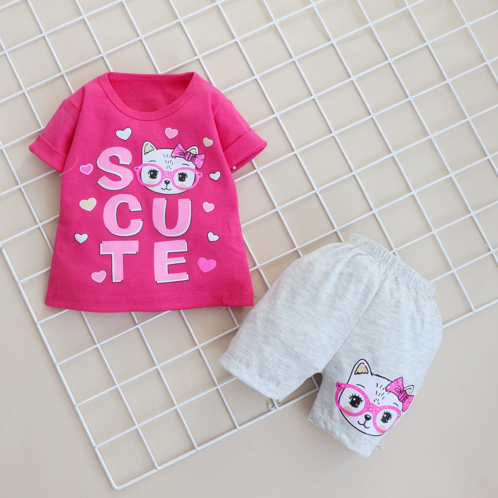 FILCO Motif So Cute / Setelan Baju Celana Anak Perempuan cewek usia 3 bulan - 2 tahun