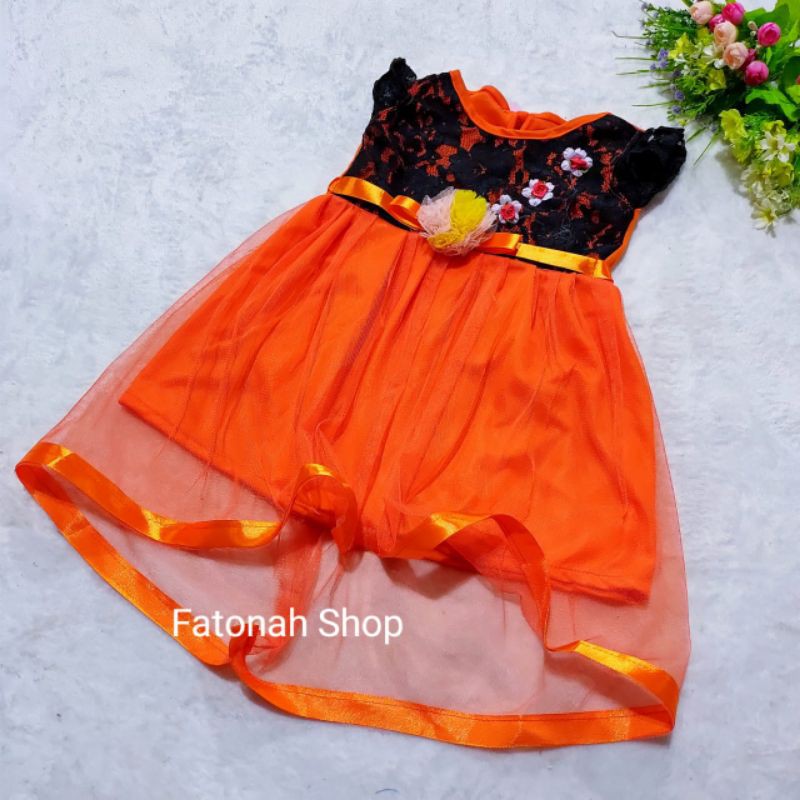 Dress anak cewek 1 2 tahun baju anak perempuan tutu ( dress brukat hitam tali )